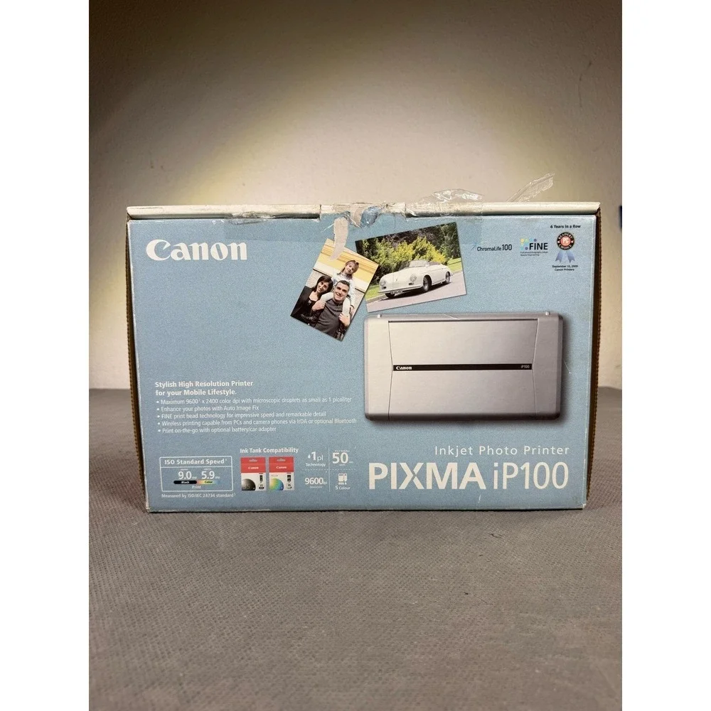 Canon PIXMA iP100 Inkjet Photo Printer Mobile Wireless 1446B002 Silver Gray